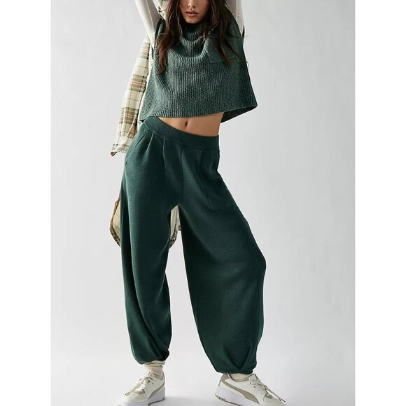 Free People Green Knit Pants & Top Set - Picture 9 of 12
